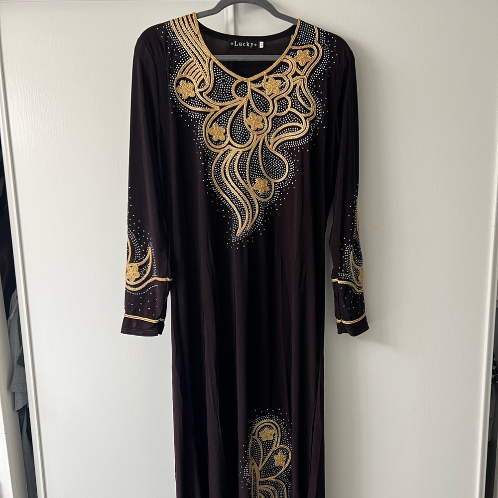 Brown Dress with gold details. Size M/L